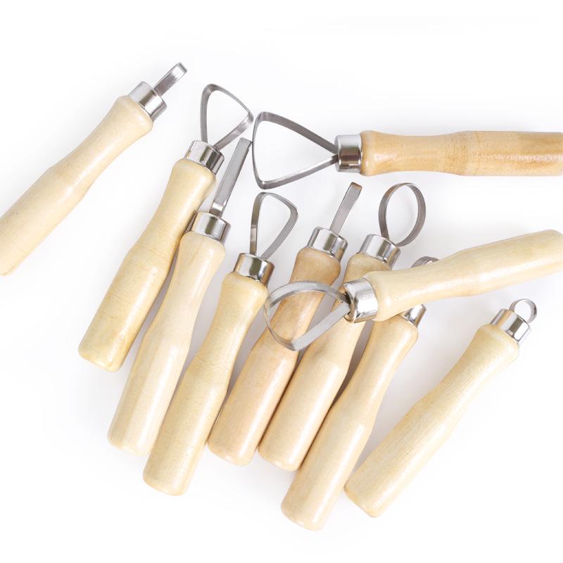

10-Piece Ceramic & Pottery Tool Set: Trimming, Sculpting, Soft Clay, Polymer Clay, Large Head Knife, and DIY Molds. 10-Piece Pottery Clay Tool Set