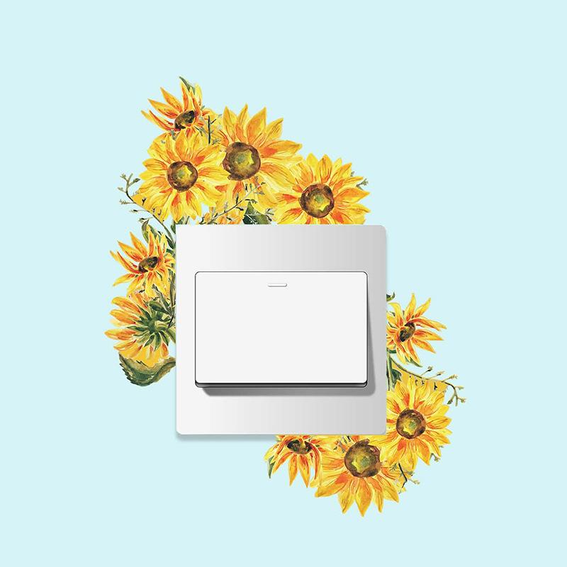 Green Plants Rose Daisies Peony Flowers Leaf Switch Stickers Home Decoration Wall Stickers Self-adhesive