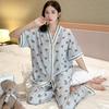 Summer short-sleeved bubble cotton yarn pleated pajamas female Internet celebrities popular trousers loungewear set