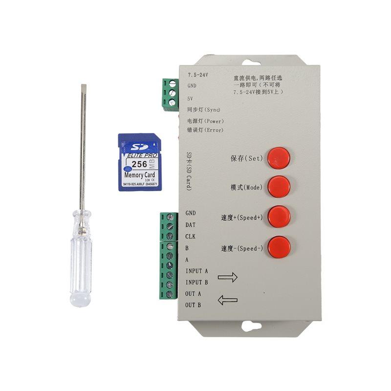 A84E-RGB LED Controller T1000S SD Card 2048Pixels Controller For WS2801 WS2811 WS2812B SK6812 LPD6803 LED Strip Light