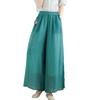 2025 Summer New Loose and Thin Tencel Embroidered Wide-leg Pants Women's Literary Elastic Waist Nine-point Double-layer Yoga Pants