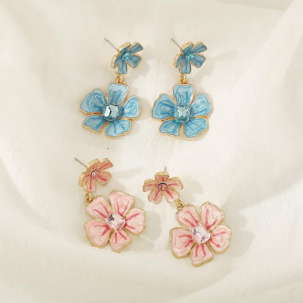 Simplistic and Cute Flower Oil Drop Earrings - Light and Comfortable Accessories