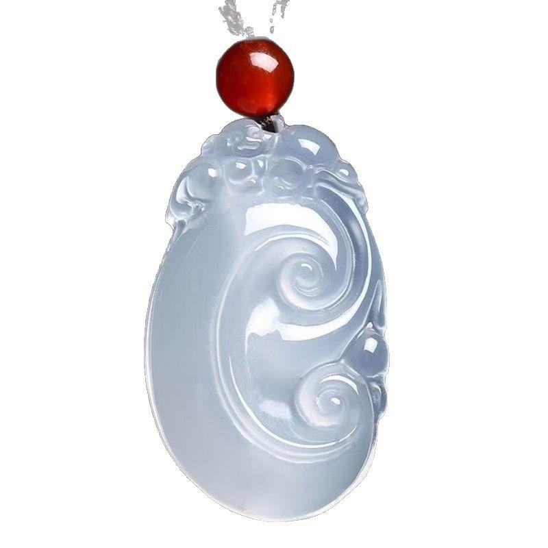 Pendant Ruyi White Moonlight Chalcedony Dragon Head Ruyi Necklace