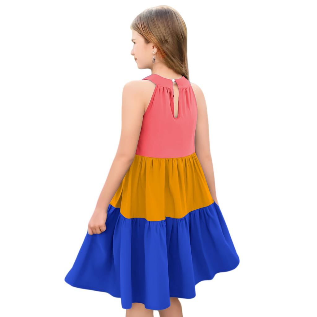 Children's Summer Casual Fashion Round Neck Sleeveless  Dress
