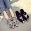 Pointed Hair Shoes Chic New Autumn Beanie Shoes Social Flat-soled with Diamond Shoes