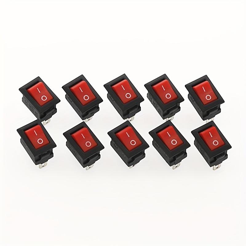 15pcs Mini Rocker Switch SPST Black and Red Snap in Switches Button AC 250V 3A / 125V 6A 2 Pin I/O 10*15mm On-off Switch Rocker