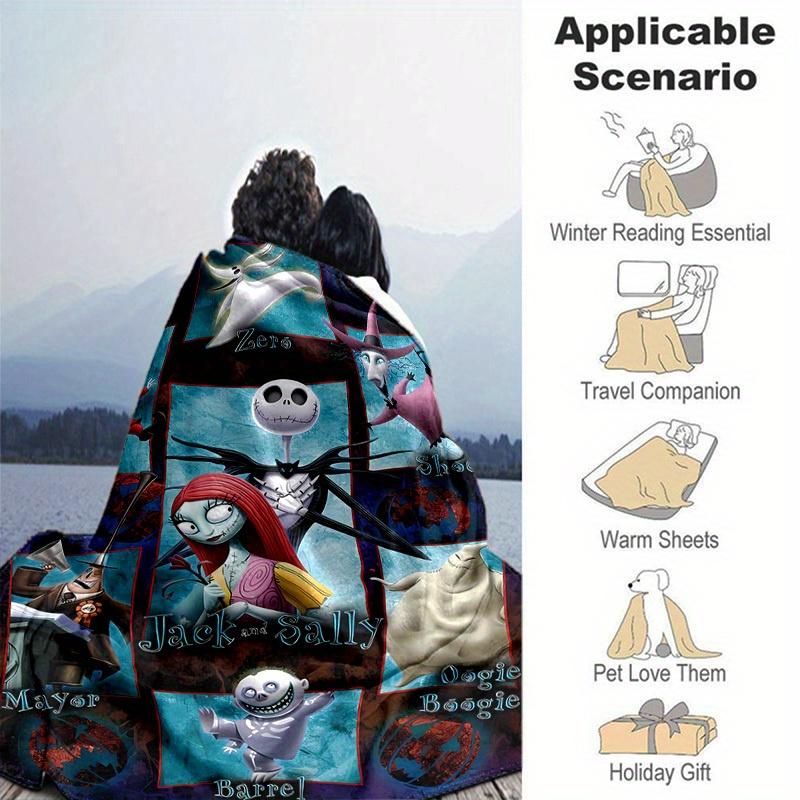 1pc, Cozy Nightmare Before Christmas Home Decor Blanket: Perfect Flannel Throw for Bedroom, Living Room, Travel, Camping, Car
