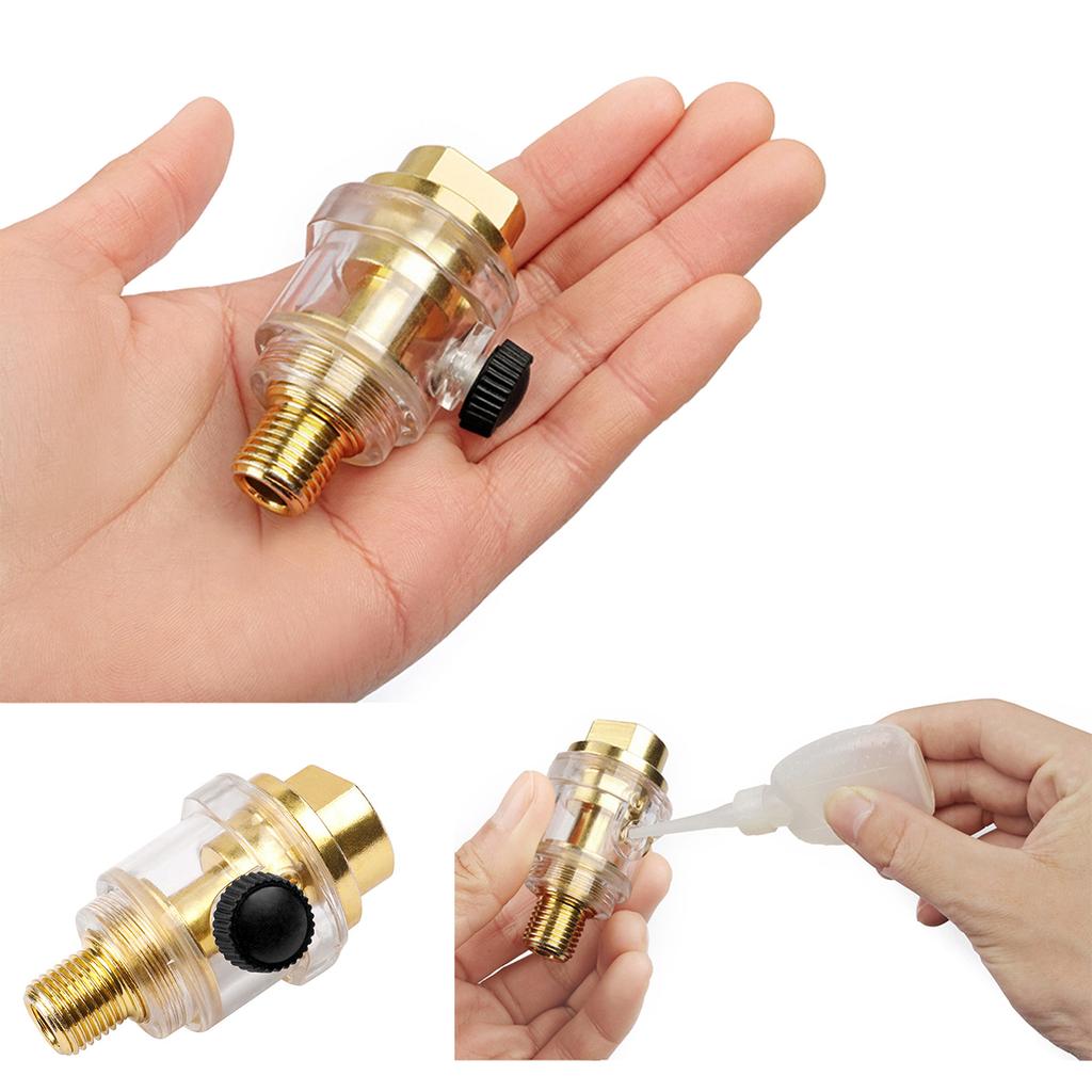 1/3pcs Air Line Lubricator Mini In-line Air Tool Oiler 1/4 Inches Inlet & Outlet Metal for Air Compressor Pipe Tool