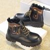 Boy's Winter Boots Fashionable Plush Warm and Casual High Top Cotton Boots Mid-Top Boots Fashion Black Boots