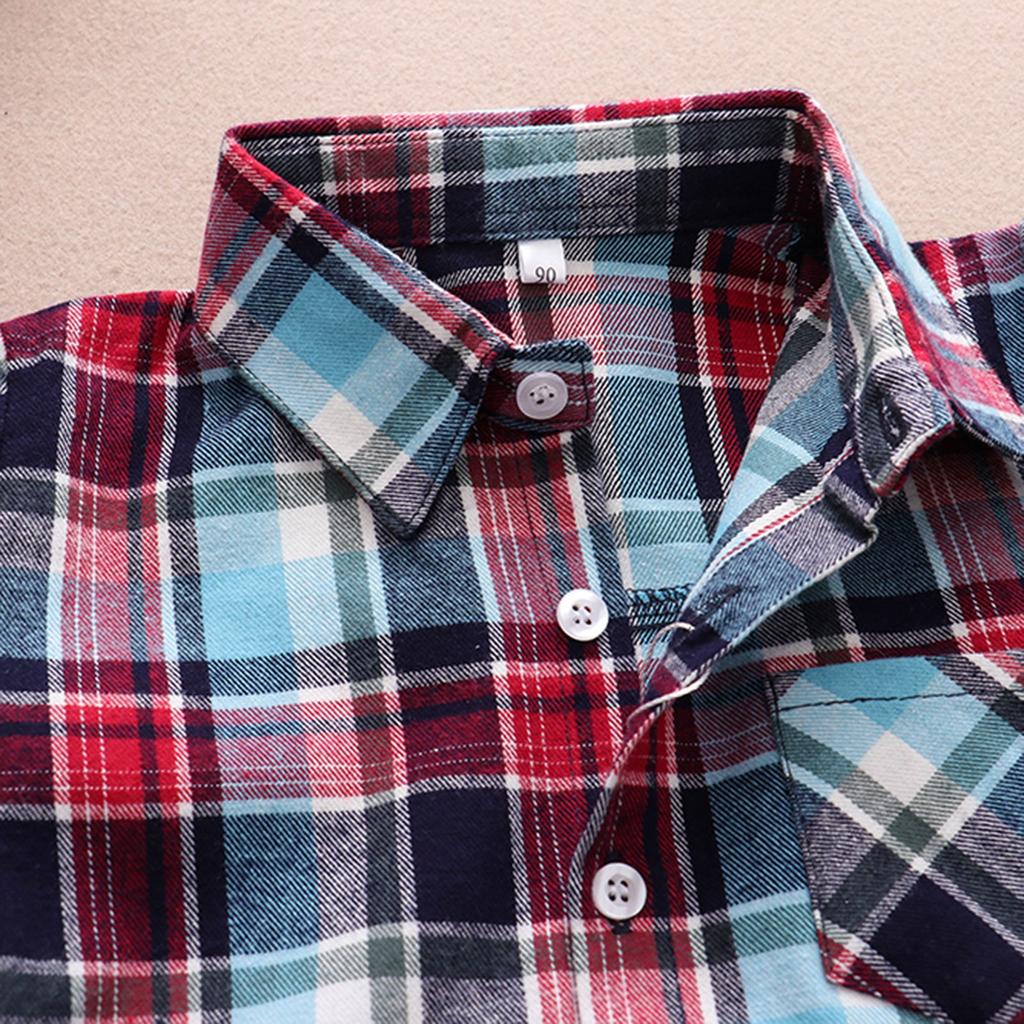 Bawełniana kurtka Dziecięce koszule w kratę Koszula z długim rękawem zapinana na guziki Znosić