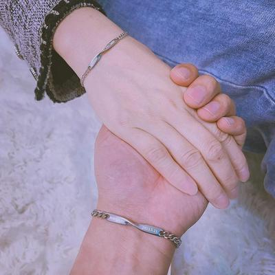 Stainless Steel Mobius Infinity Couples Bracelet – Engraved Gift for Men and Women