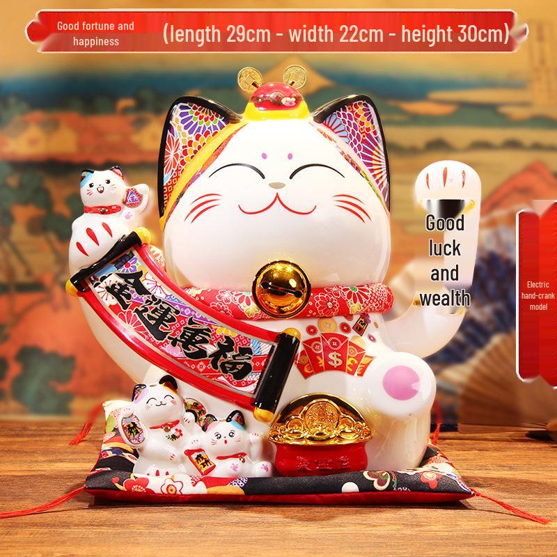 Automatic Waving Fortune Cat Figurine - New Style Housewarming Gift for Front Desk or Shop