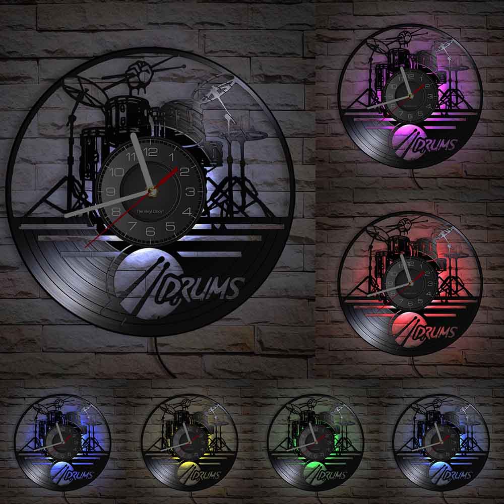 Wandtrommel Schlagzeuger Personalisierte Uhr Musikinstrument Schlagzeugset Wanddekoration Schallplatten-Wanduhr Musikliebhaber Schlagzeuger Geschenk