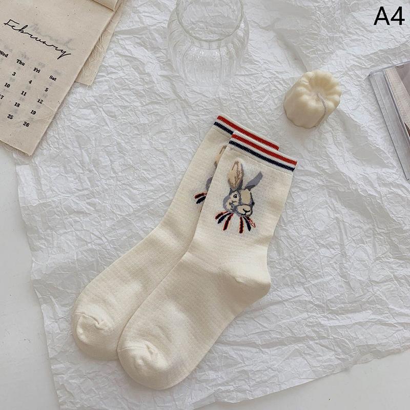 1pair Cartoon Cute Socks Animal Print Bear Sport Socks Women Cotton