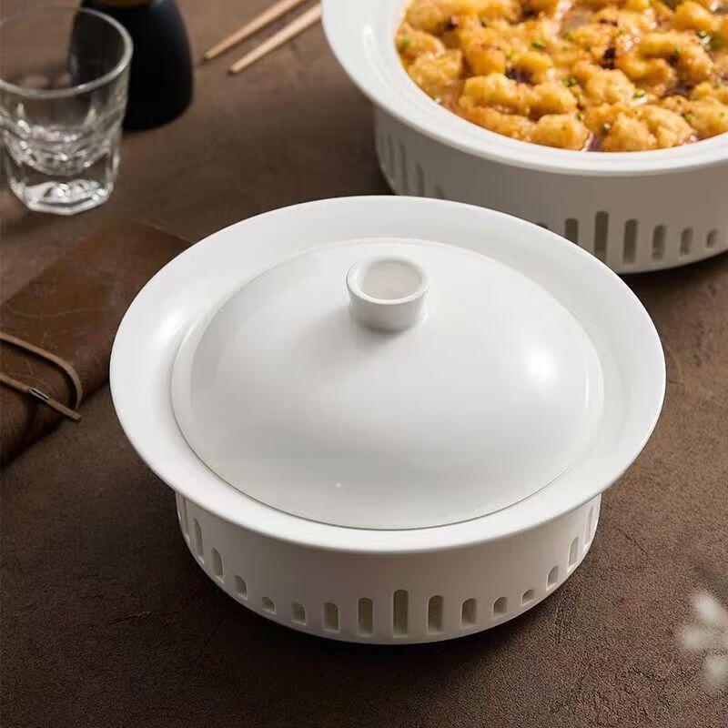 Premium White Porcelain Chafing Dish Plate