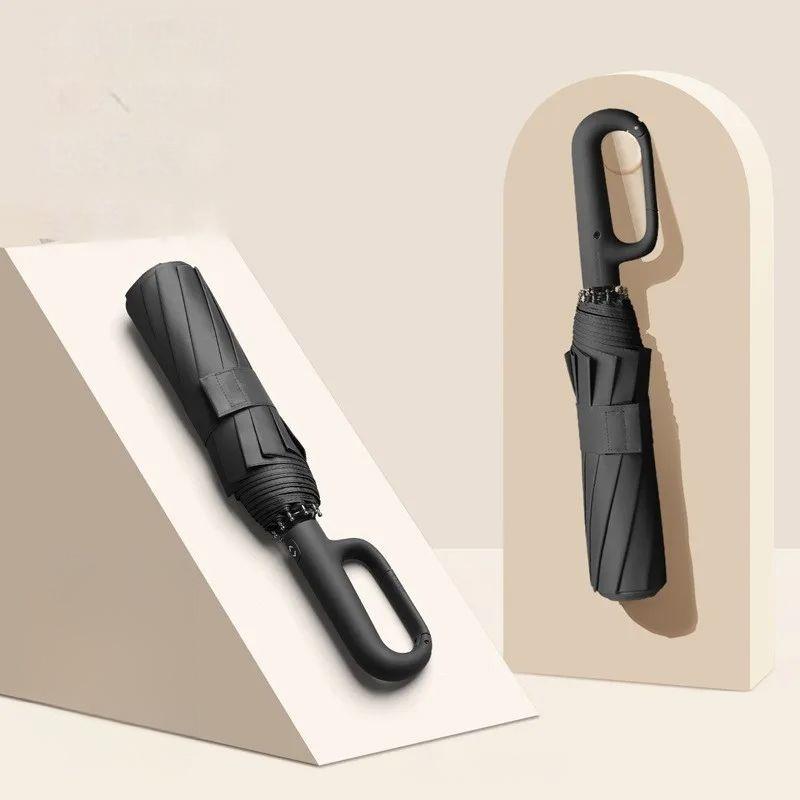 New Fully Automatic Ring Buckle Umbrella Double 20 Fracture Business Umbrella Increased Wind Resistance Vinyl Rain Dual-Purpose