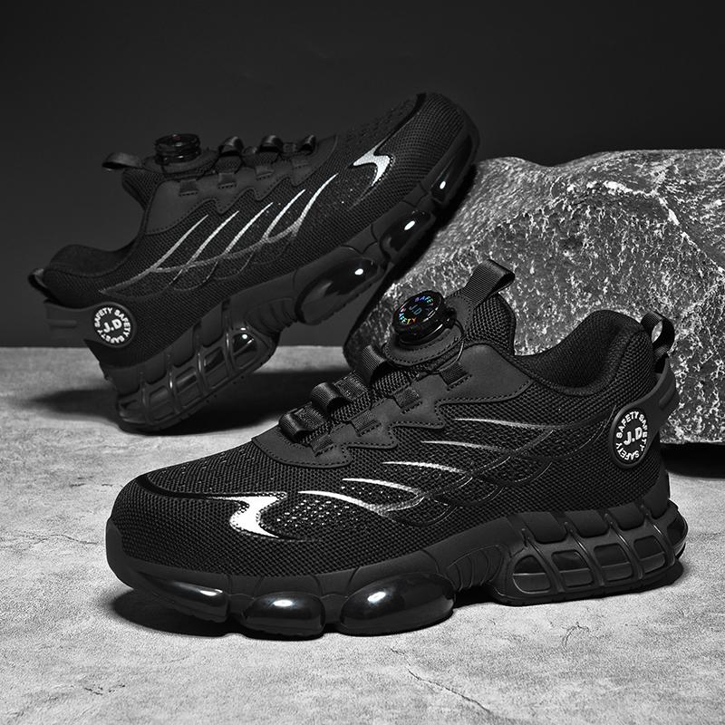 Rotary Buckle Work Sneakers Protective Shoes Lightweight Safety Shoes Puncture-Proof Anti-smash Steel Toe Shoes Work Boots Men