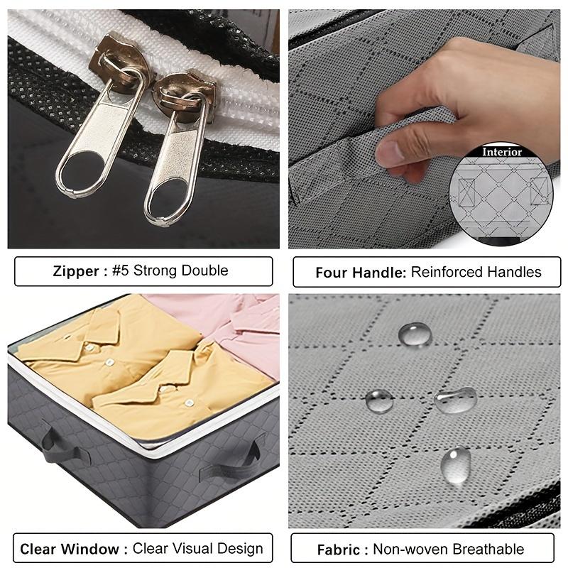 4 Under-bed Storage Organizer Set with Transparent Window and Reinforced Handle High-quality Non-woven Fabric Foldable Large-capacity Blanket Storage