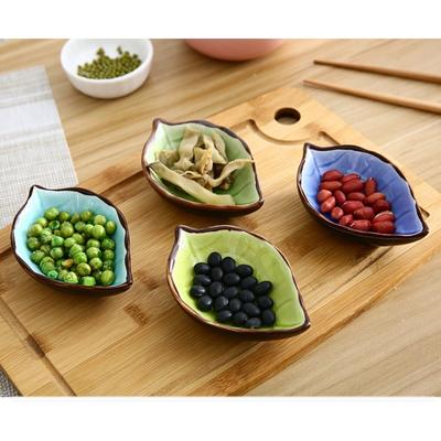 Ceramic Small Dish Tableware Vinegar Dish Soy Sauce Dish Seasoning Dish Bone Dish Dish Ice Crack Glaze Leaf Snack Plate