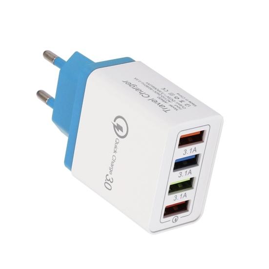 Portable Travel 4 USB Ports Fast Charging QC 3.0 Wall Charger Power Adapter