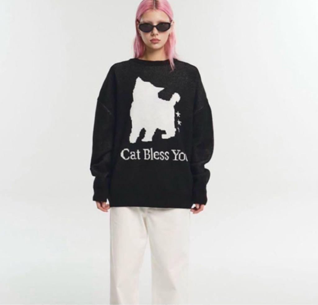 [USED] Stray Kids cat sweater worn by Reno, black