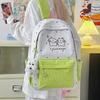 Soft Girl Dot Pattern Nylon Backpack With Cartoon Puppy And Polka Dot Print Designfor Teens And Adults