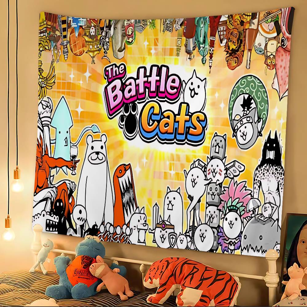 Arazzo Cartoon Gatto da Battaglia Arte Fantascienza Stanza Arredamento Casa Appeso a Parete Teli