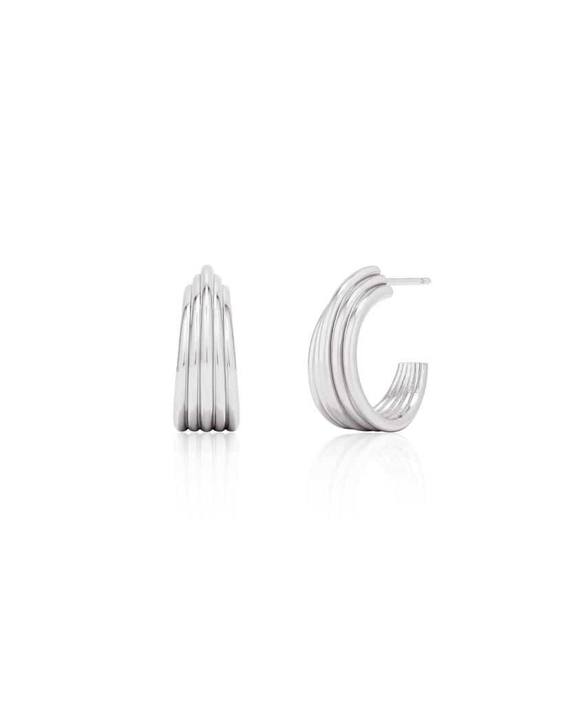Dawnf 02H01M Polished Silver Hoop Earrings