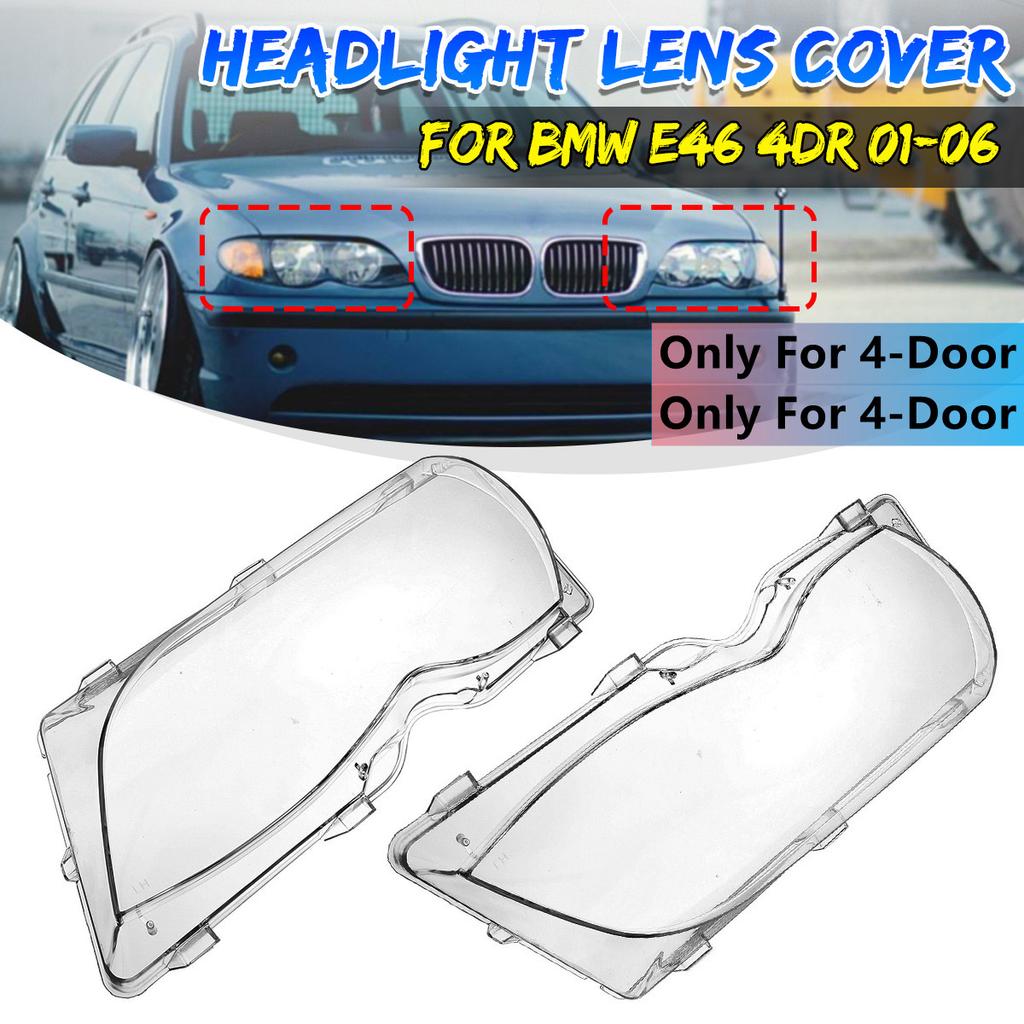 Pair Car Headlight Light Lens Cover For BMW 3 Series E46 318i 320i 325i 4 Doors Sedan 2002-2005 Headlight Lamp Cover