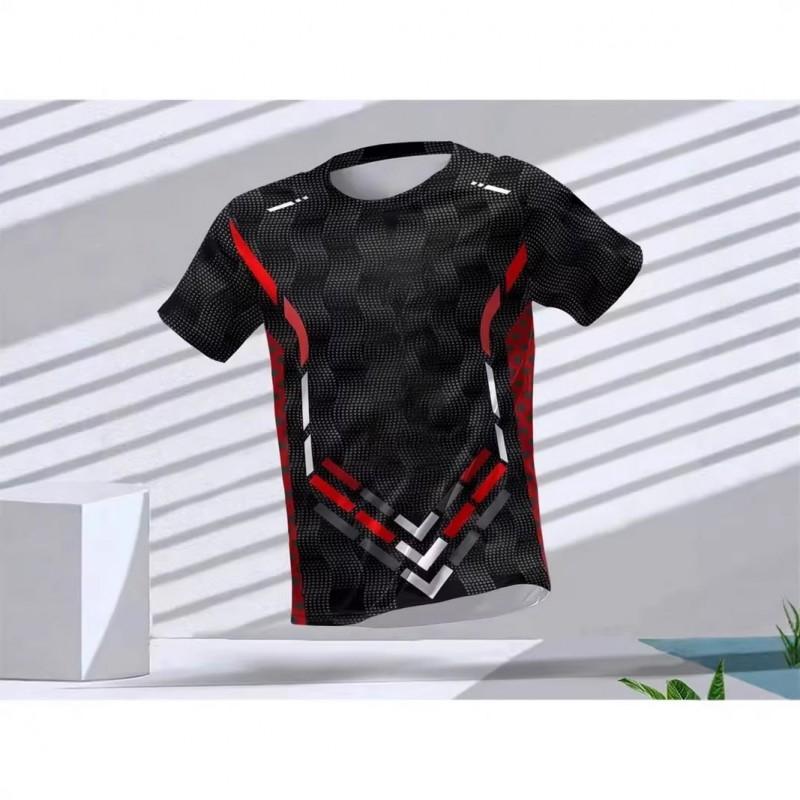Mens 3D Digital Print Athletic Running Tee - Breathable Quick Dry Short Sleeve T-Shirt Workout
