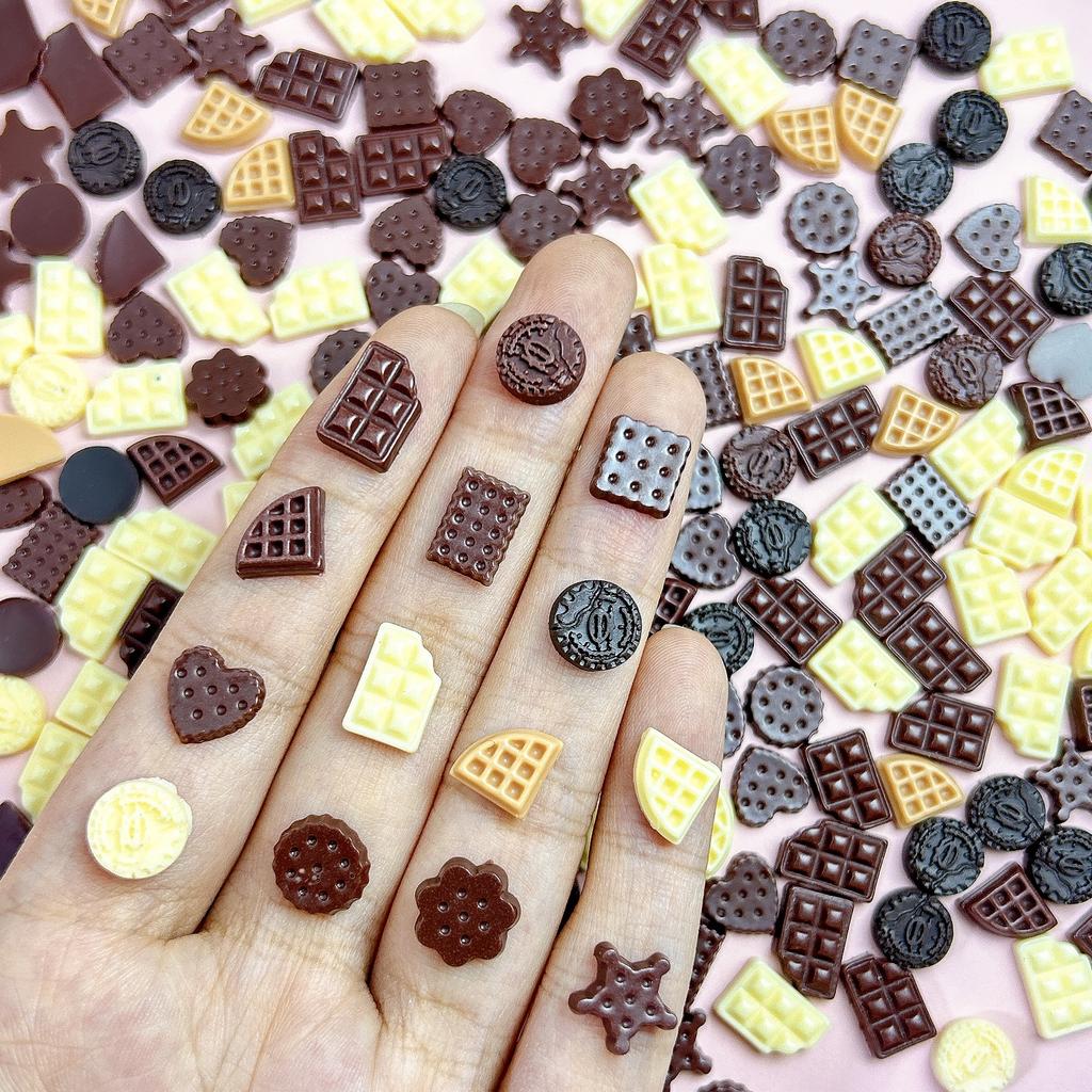 Simulation Chocolate Cookies Hot-Selling Nail Art Decorations Mixed Cute Round Cookies and Pentagram Nail Art Decoration Material Kit