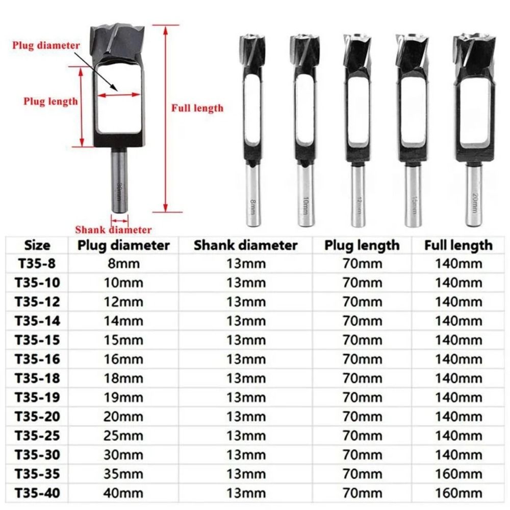 13mm Shank Woodworking Drill Bit High Speed Steel Tenon Dowel Plug Drill DIY Project