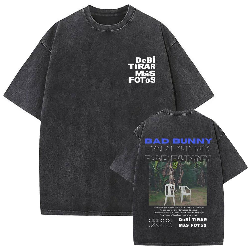 Washed Vintage Rapper Bad Bunny Un Verano Sin Ti Album Graphic Tshirt Men Women Hip Hop Fashion Pop Music T Shirts Streetwear