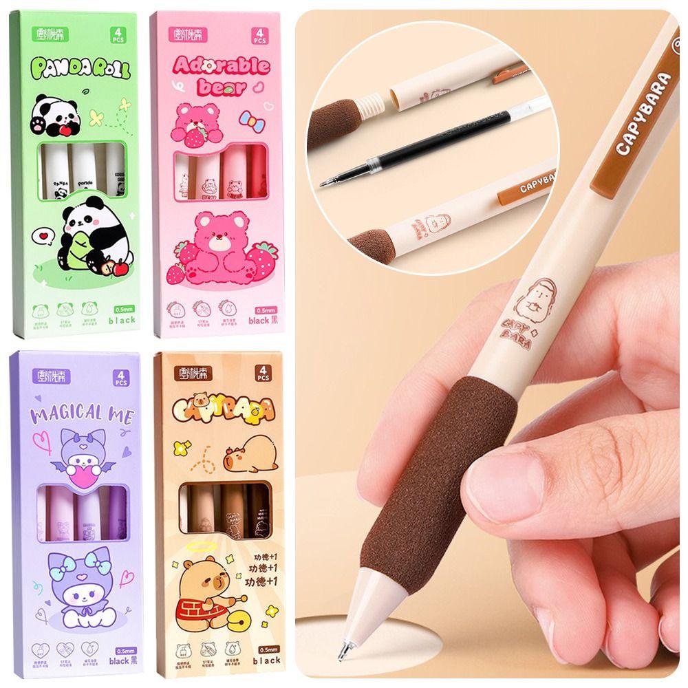 

4PCS/Set 0.5MM Black Ink Neutral Pen Швидкосихаючі інструменти для письма Високоякісна кулькова ручка Студенти Capybara