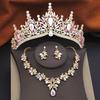 Princess Bridal Jewelry Sets for Women Wedding Crown Tiaras and Choker Necklace Earrings Bride Party Costume Jewelry Accessories