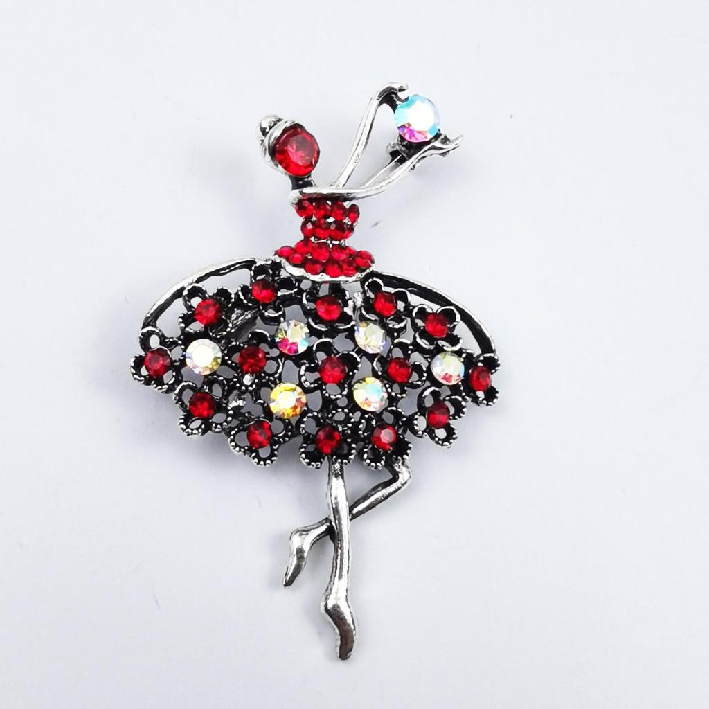 Cartoon tanzendes Mädchen Strass-Brosche - Elegantes Damen-Revers-Anstecker-Accessoire