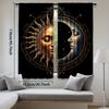 2Pcs Polyester Bohemian Sun Moon Printing Window Curtains Birthday Party Decoration Backdrop Drapes for Living Room