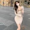 Sweet and Spicy Skirt with Square Collar Tight Hip Short Skirt with Small Figure Super Body Shape Dress with Autumn and Winter Latest Style