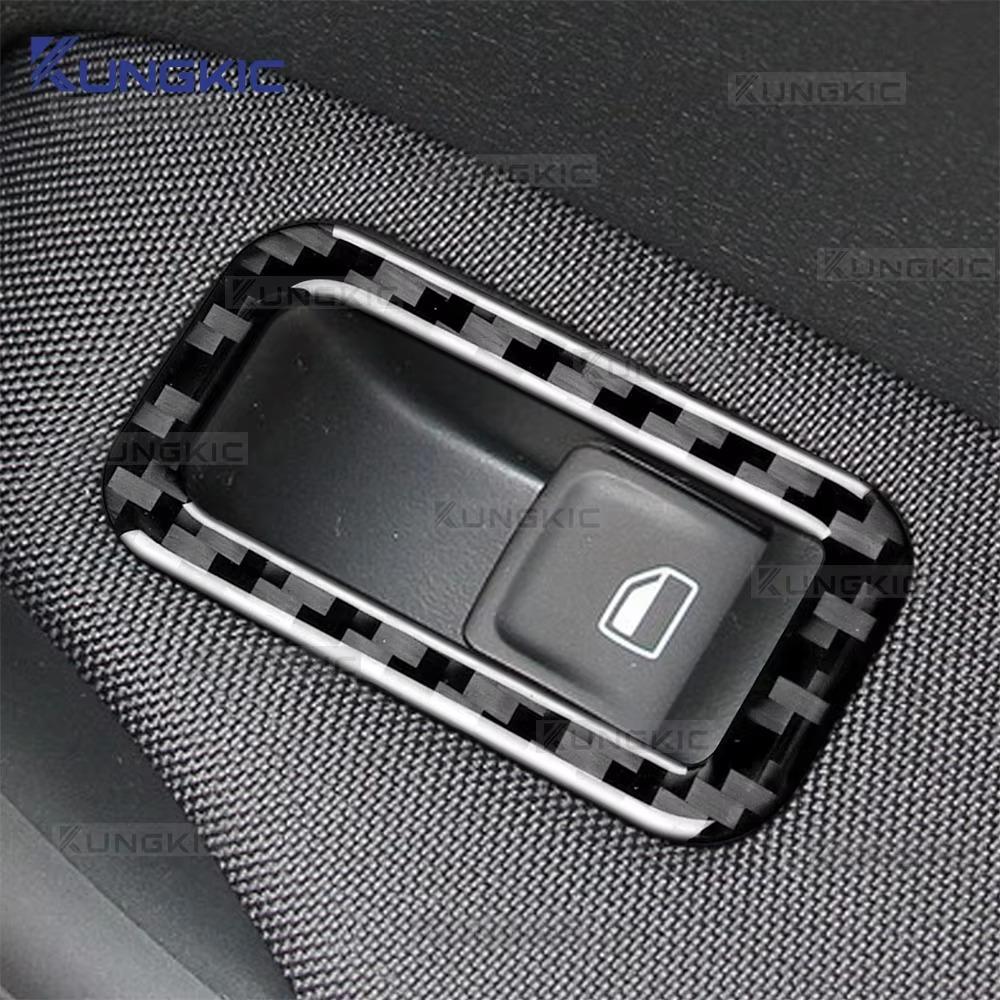Sticker LHD RHD Real Soft Carbon Fibe rFor Volkswagen VW Polo MK5 6C 2015 2016 2017 Car Window Lift Button Panel Decor Trim