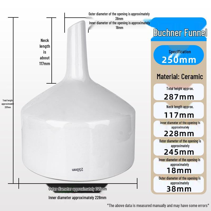 Multi-Size Ceramic Buchner Funnel: 60mm to 200mm Suction Filtration Funnel with Leak-Proof Filter
