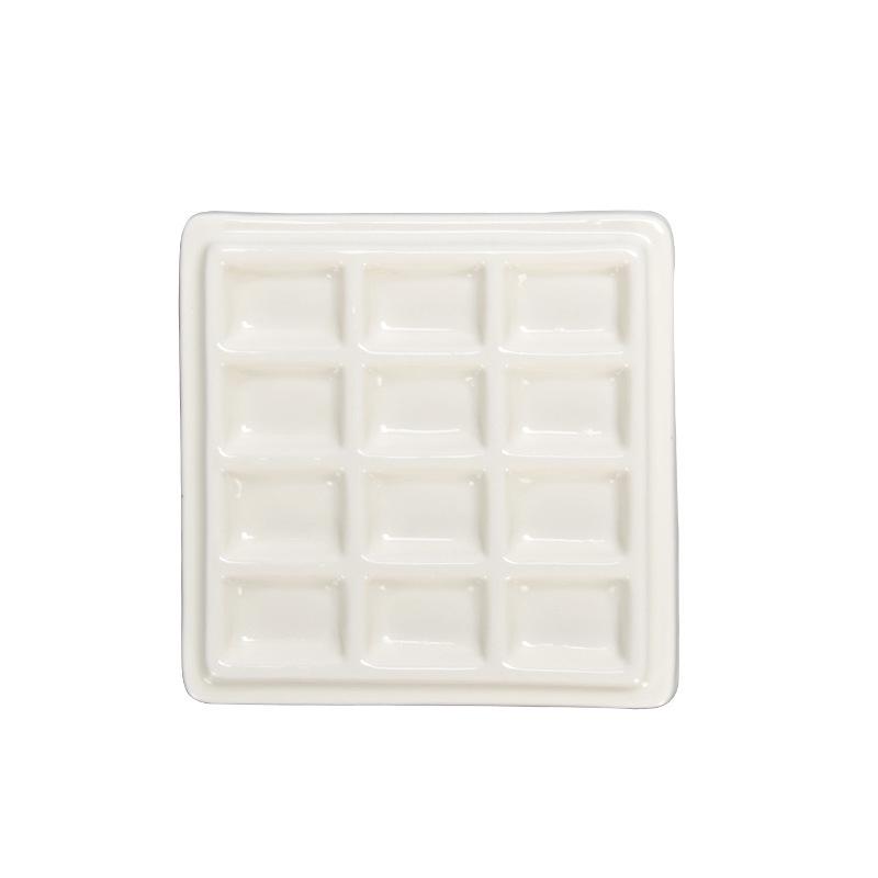 Shimingke 12-Grid Ceramic Palette with Lid - Easy To Clean for Oil and Watercolor Painting