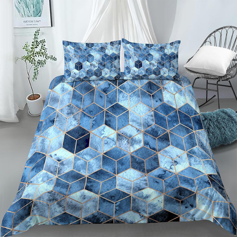 3D Geometry Duvet Cover Set King Queen Size Colourful Pattern Comforter Cover for Kids Teens Adults Boys Polyester Bedding Set