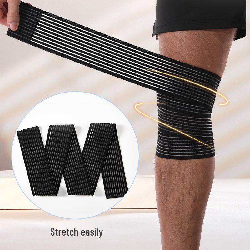 Self-Adhesive Elastic Compression Knee Bandage for Running and Fitness Black