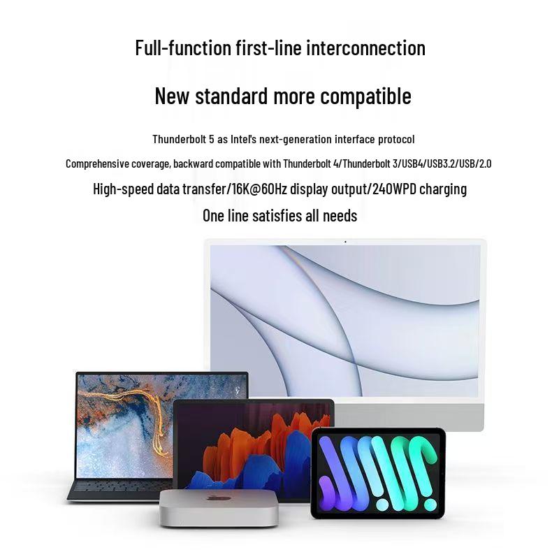 Thunderbolt 5 240W USB-C Cable: 80Gbps Data Transfer, USB4/Thunderbolt 4, Fast Charging for Mobile Devices