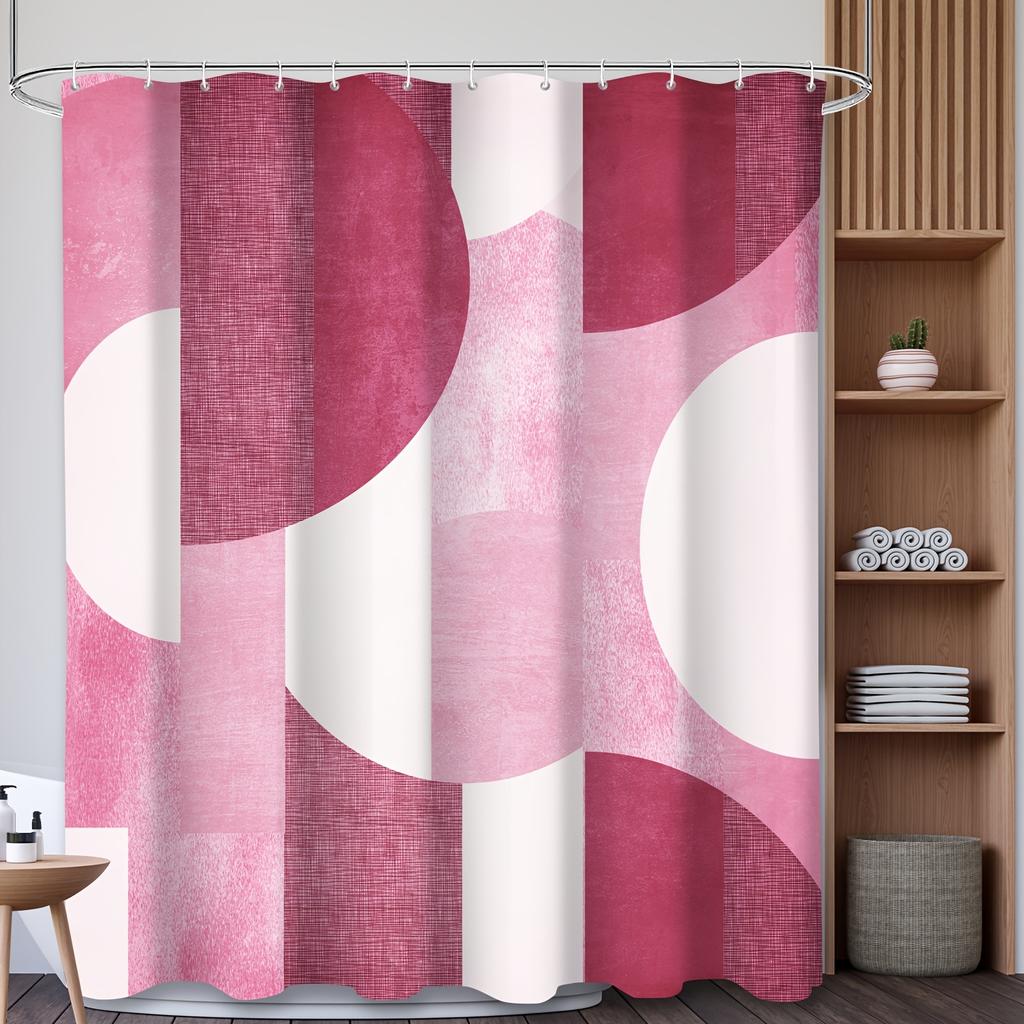 1pc Exquisite Geometric Pattern Shower Curtain, Creative Simple Shower Curtain, Bathroom Partition Decorative Shower Curtain