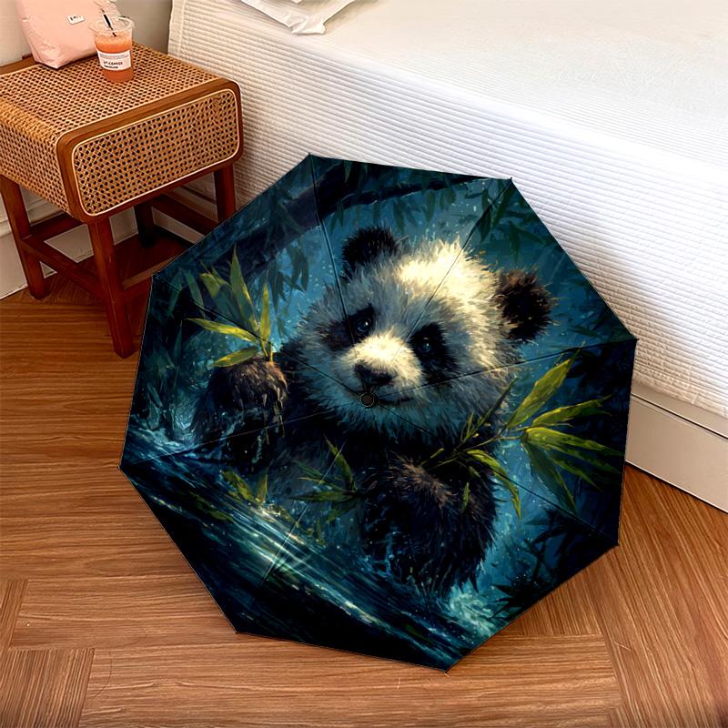 

1 PC Automatic Folding Umbrella - Panda Pattern, Portable & Foldable Design with 8 Ribs, Christmas Birthday Gifts