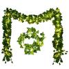 Solar-Powered LED Green Leaf Rattan String Lights - Fairy Copper Wire Vine Decor