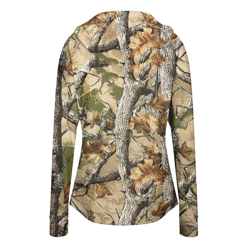 Women Lightweight Zip Up Hooded Jacket with Pockets Long Sleeve Sun Protection Printed Outdoor Activewear