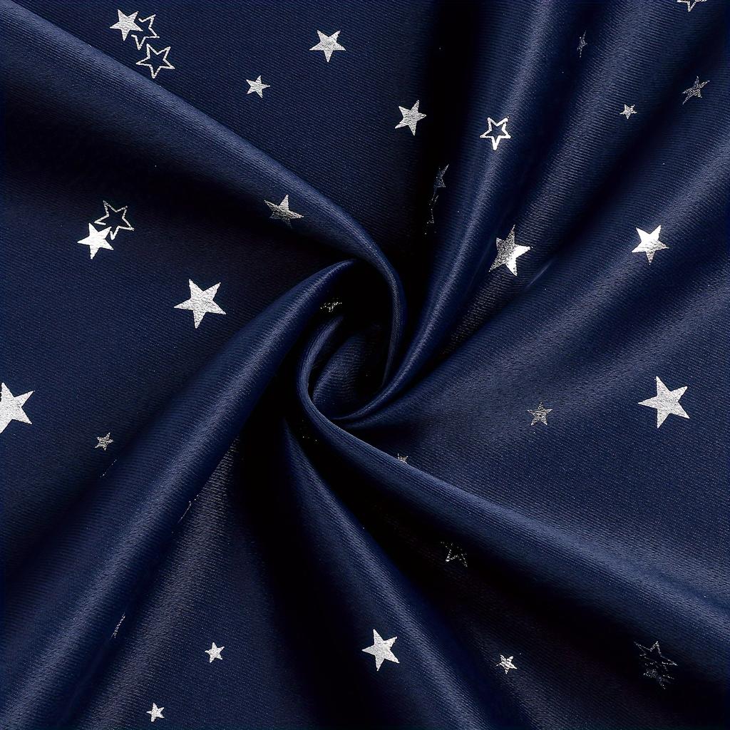 Kids Curtains Blackout With Stars Grommet Top For Bedroom Living Room Window Drapes