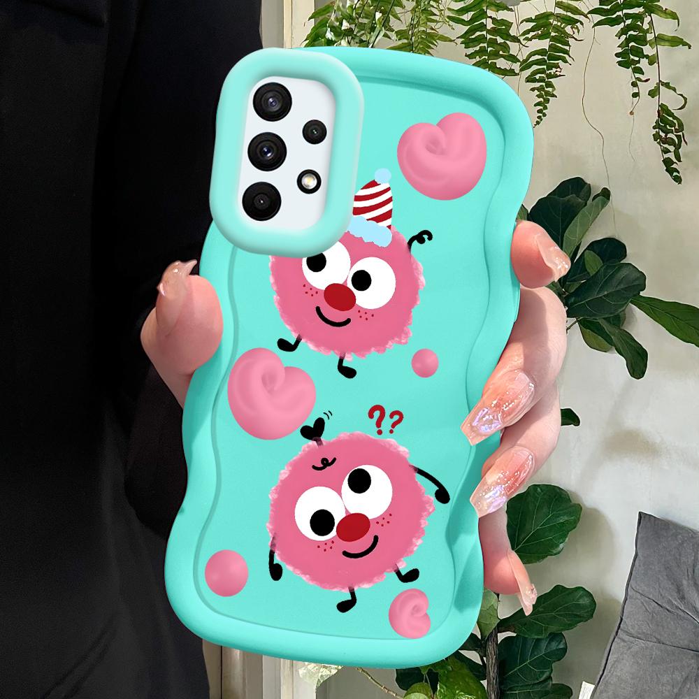 

Окрашенный узор Big Wave Edge Мягкий силиконовый материал Macaron чехол для телефона противоударный защитный резиновый чехол для Samsung Xiaomi Poco Redmi Xiaomi Poco C75 5G синий